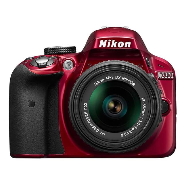 SLR D3300 - Red + Nikon AF-S DX Nikkor 18-55mm f/3.5-5.6 G VR f/3.5-5.6  · main image